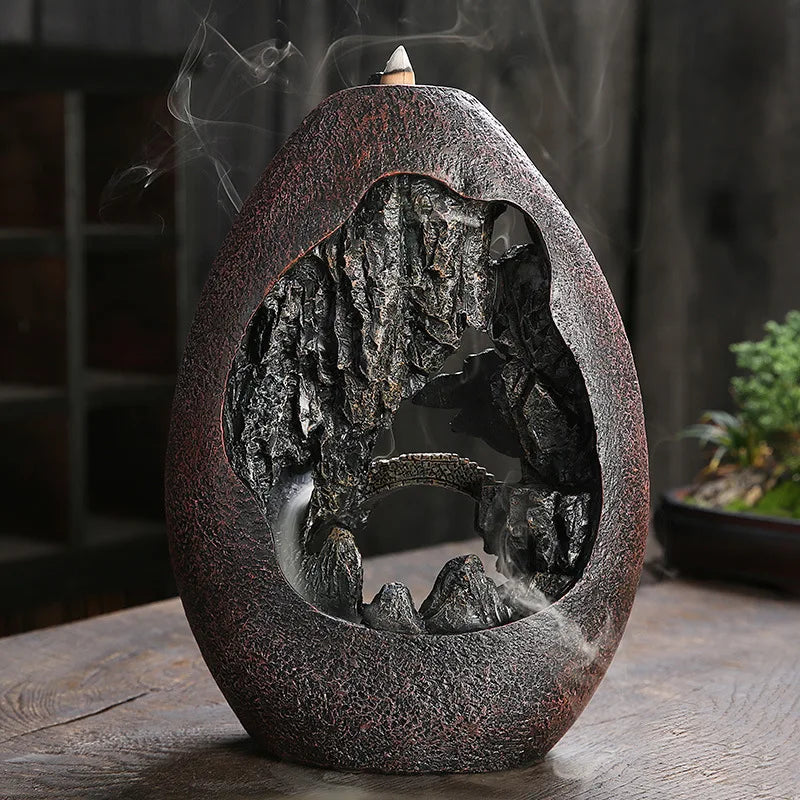 Large Mountain River Backflow Incense Burner