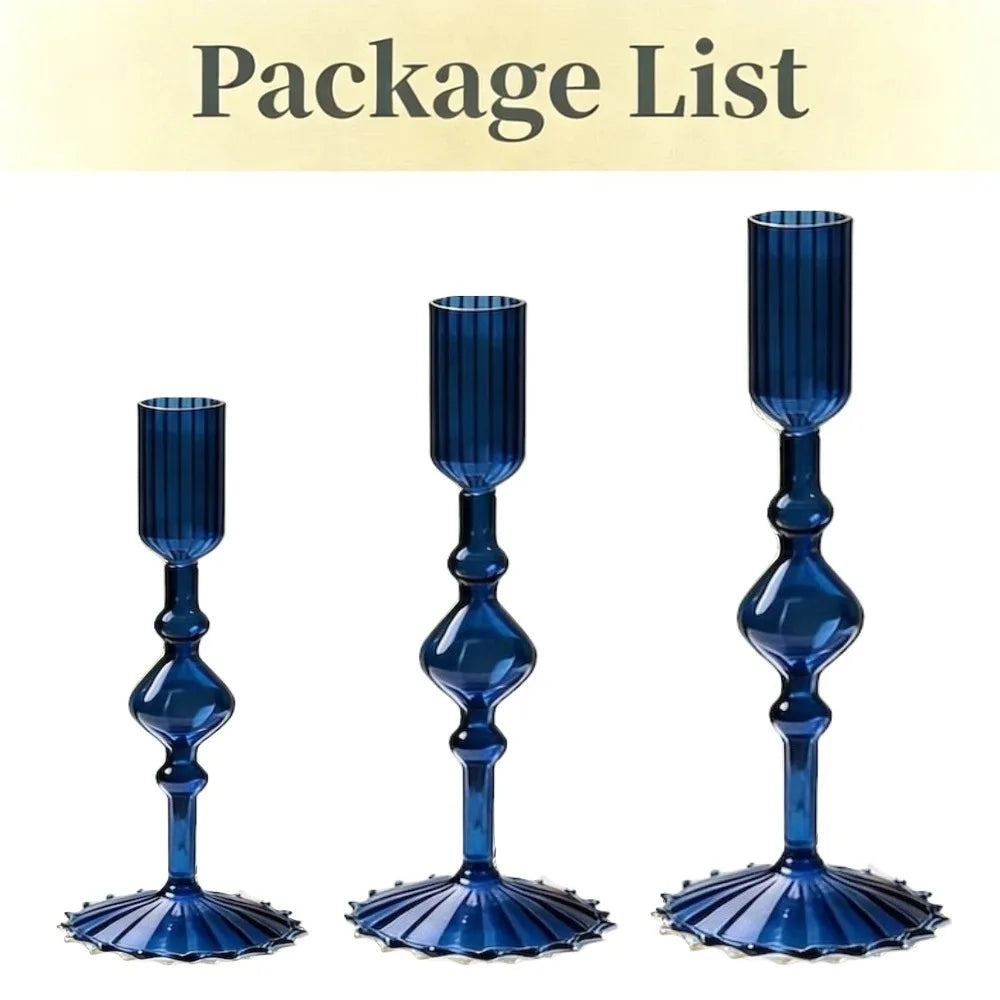 Wavy Glass Taper Candle Holders