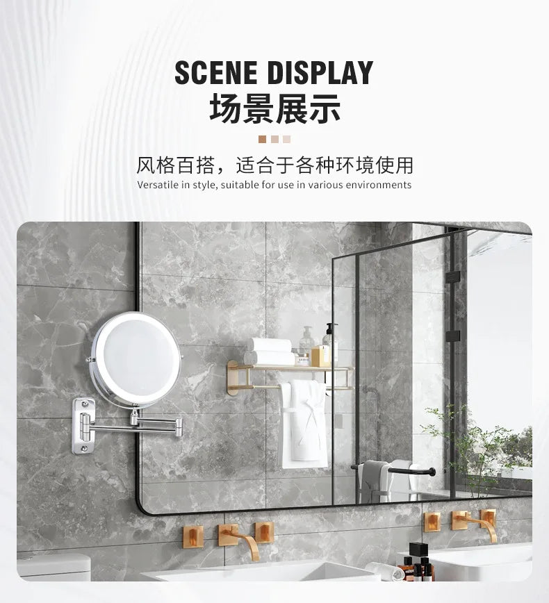 Double Sided Wall Mounted Shower Mirror with Lights