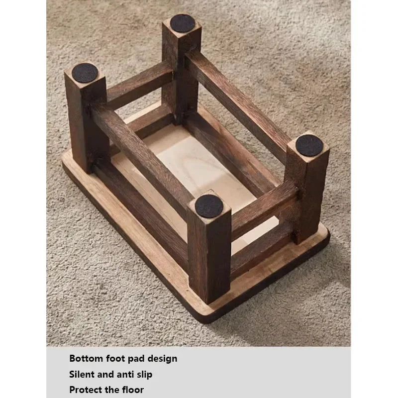 Solid Wood Shoe Changing Stool for Entryway