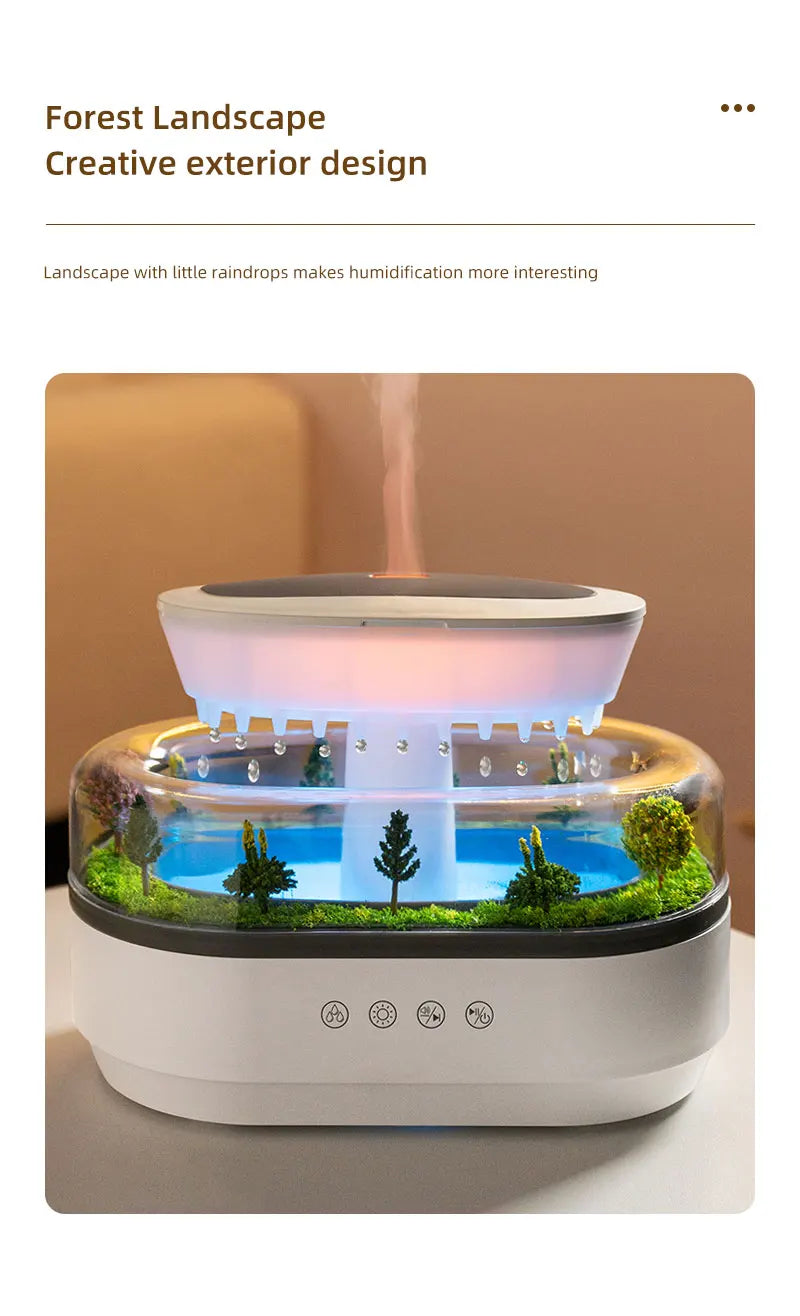 Aroma Humidifier Raindrop Air Humidifier Colorful Light White Noise