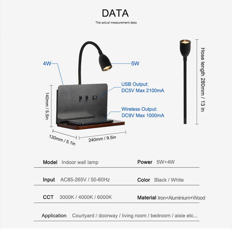 Wall Lamp With USB Charging