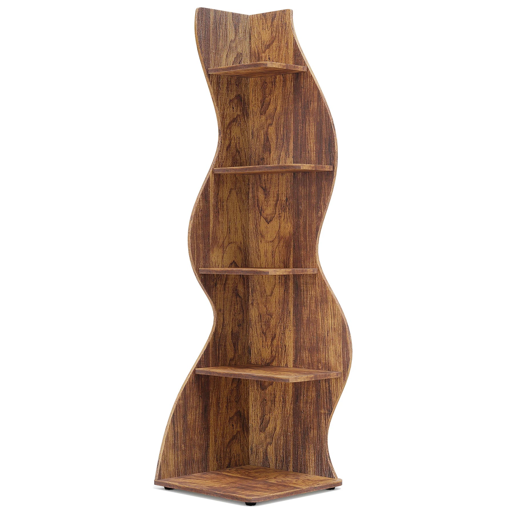 Five Tier Wavy Corner Bookshelf