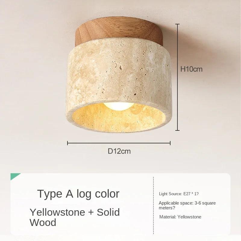Stone Wood Round Surface Downlight