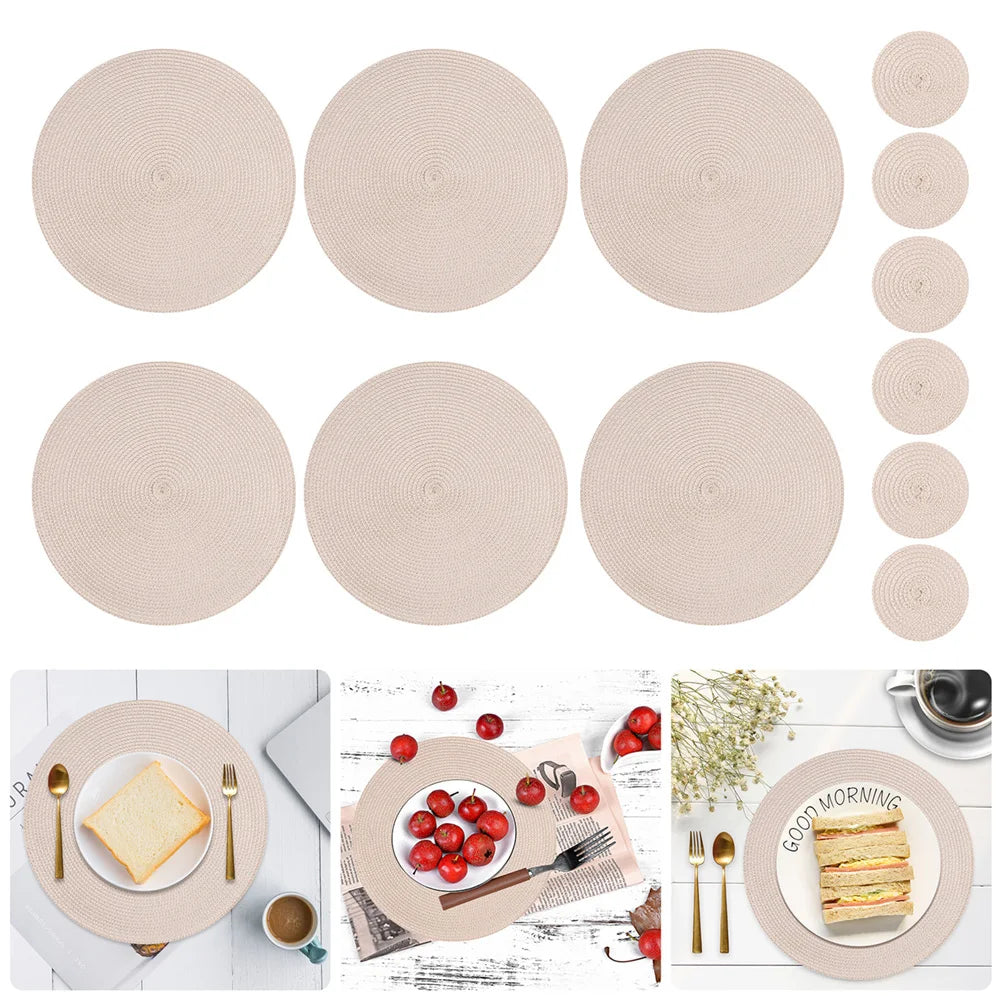 Braided Round Placemat and Coaster Set
