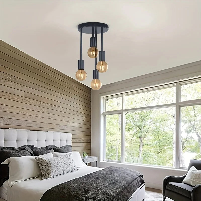 Modern Four Bulb Semi Flush Ceiling Light