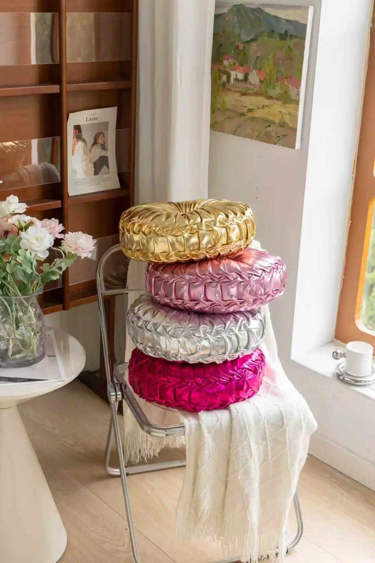 Metallic Style Sofa Pillow Bay Window Futon Seat Cushion Pumpkin Seat Cushion for Couch Floor