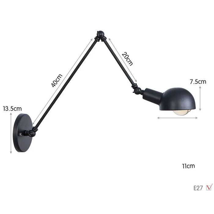 Loft Industrial adjustable long swing arm Wall lamp Fixture Vintage
