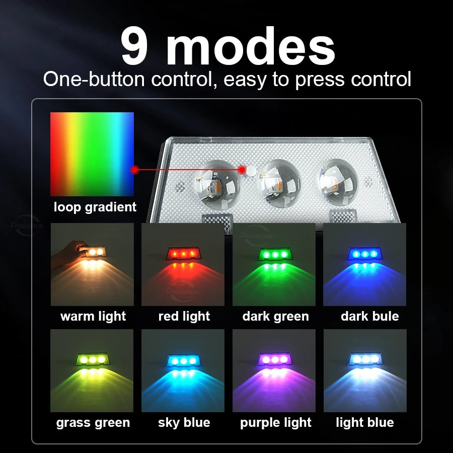 2 Pack Colorful Solar Wall Lights 3 LED Solar Fence Lights Outdoor