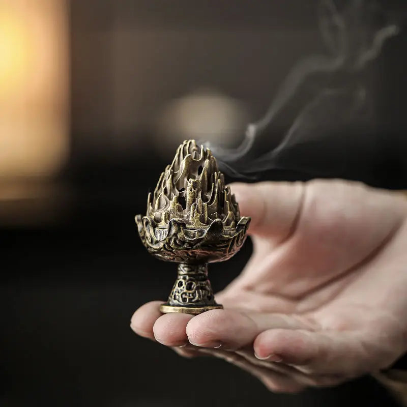Boshan Carved Censer Incense Burner, 6 cm