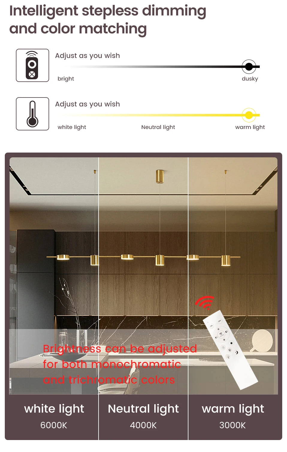 Modern LED Linear Bar Pendant Light