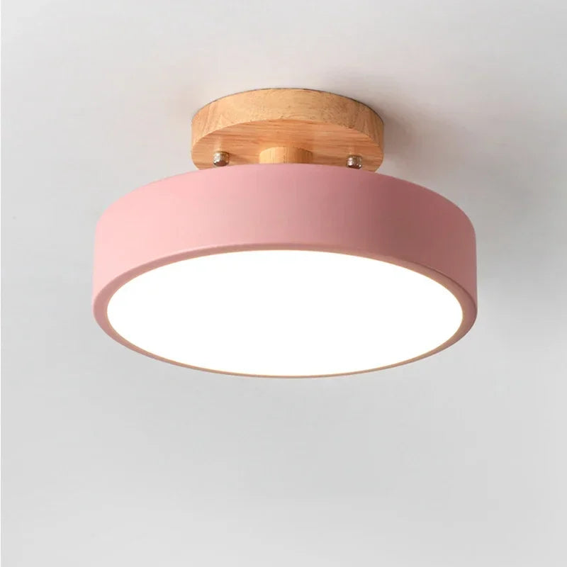 Nordic Wood Round Hallway Ceiling Light