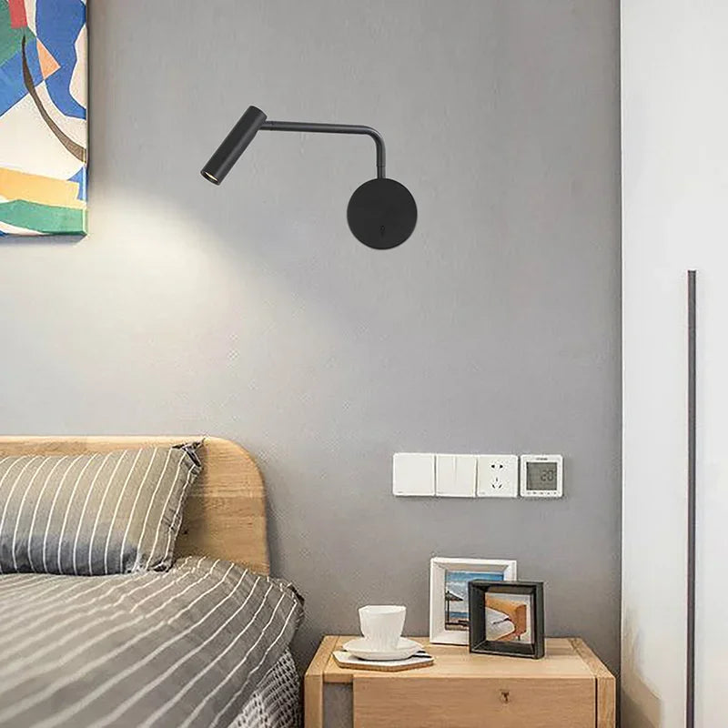 Modern Swing Arm Reading Wall Lamp Hotel Rooms Lamp 3W LED Adjustable