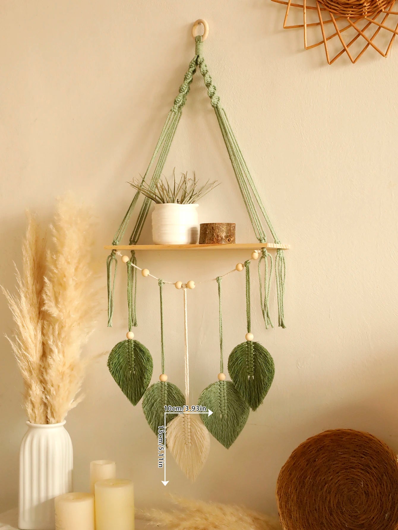 Leaf Macrame Floating Shelf