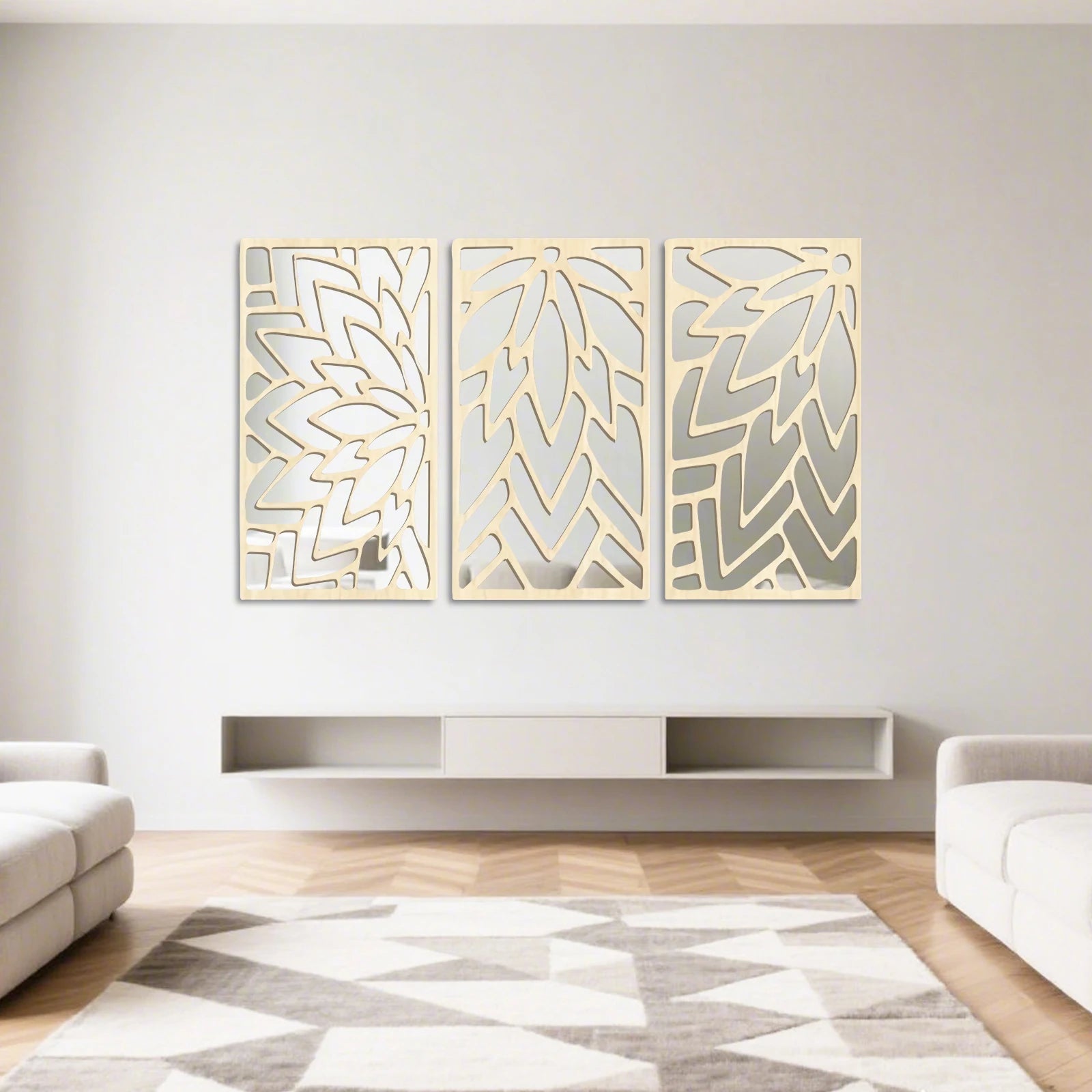 Hollow Leaf Wall Mirror Set of 3