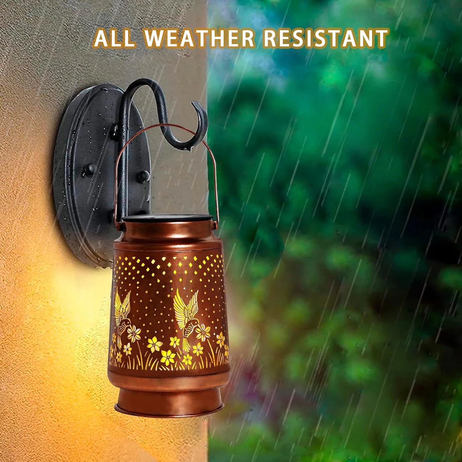 1PC Iron Solar Lantern Outdoor, Solar-Powered Garden Light