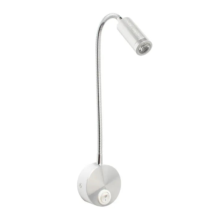 Bronze 3W LED Reading Light Black White Silver Gooseneck Wall Lamp