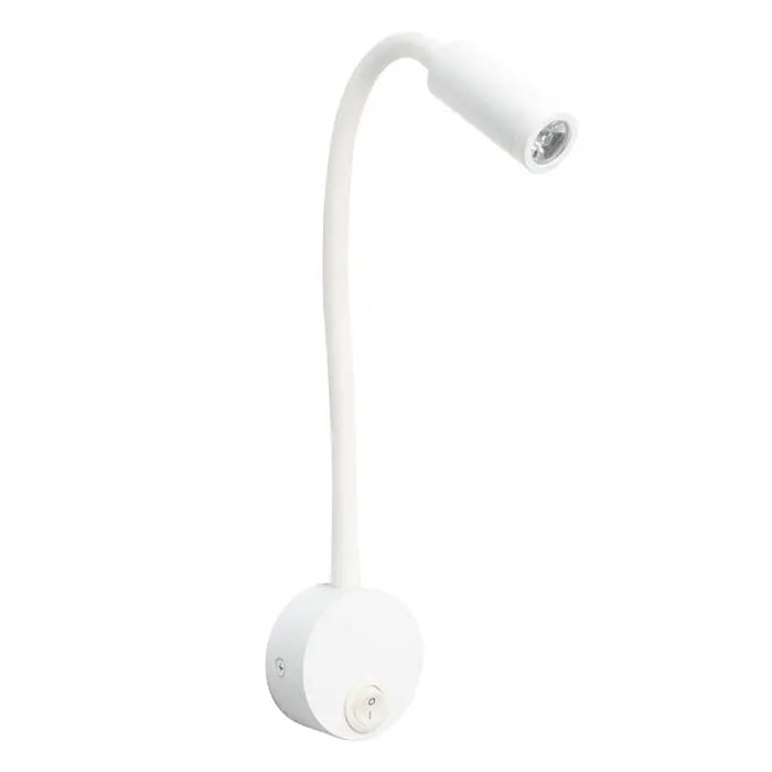 Bronze 3W LED Reading Light Black White Silver Gooseneck Wall Lamp