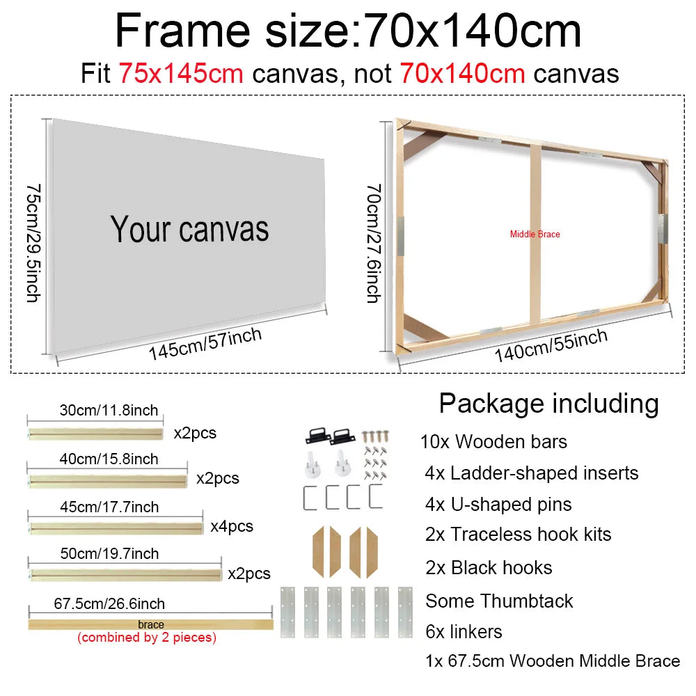 Various Sizes Canvas Frame Wooden Frames Natural Wooden Photo
