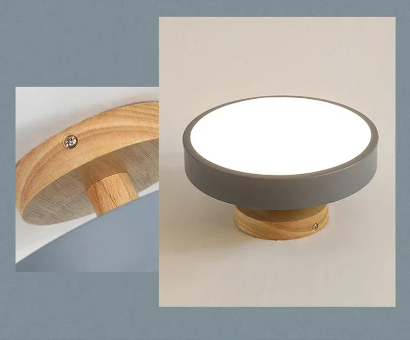 Nordic Entrance Hallway Ceiling Lamps Balcony Wood Round Cloakroom