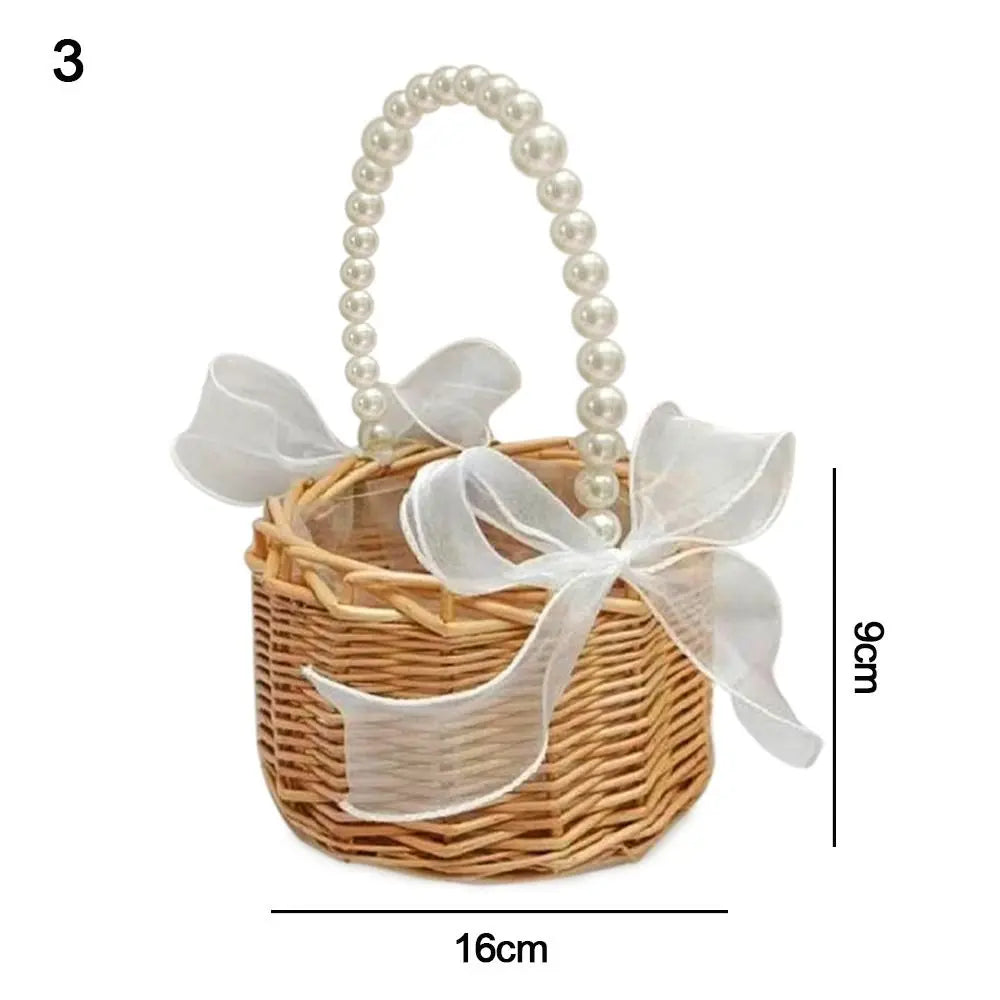 Half Moon Woven Wicker Basket with Handle