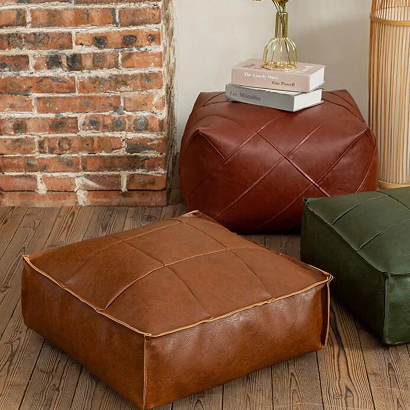 Moroccan Leather Floor Cushion Cover