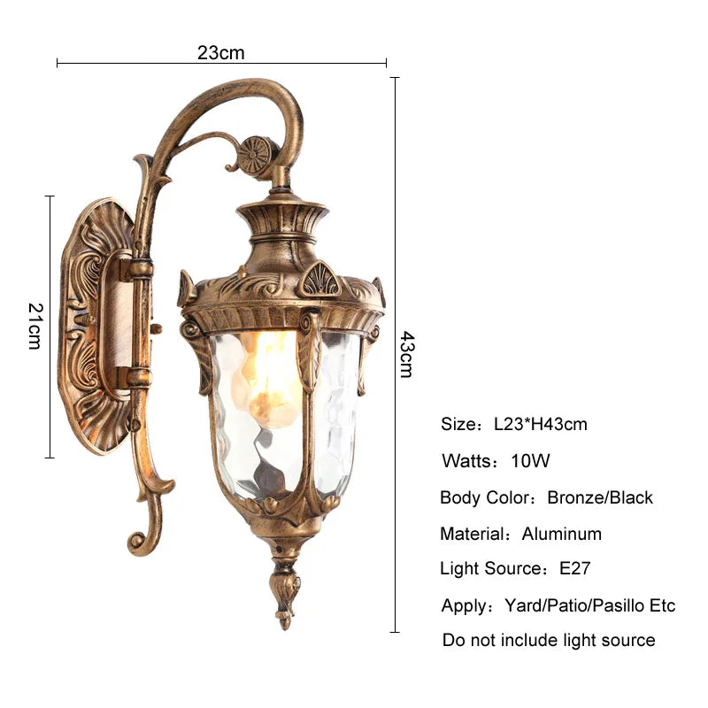 Retro Bronze Outdoor Wall Lantern