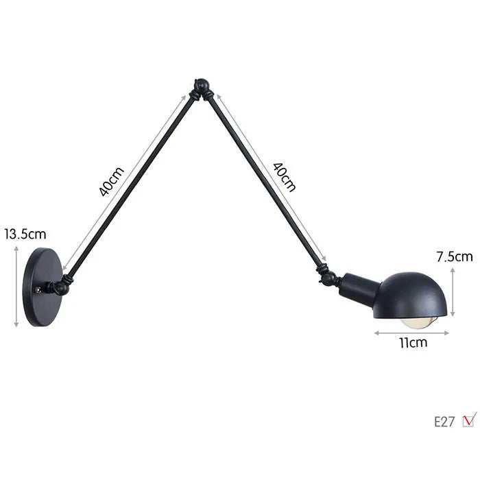 Loft Industrial adjustable long swing arm Wall lamp Fixture Vintage