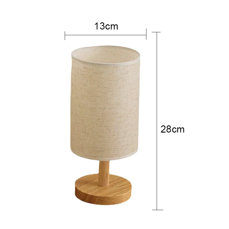 Wood Base Fabric Bedside Lamp