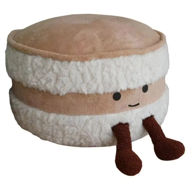 Cute Plush Cake-Shaped Stool - Removable Cover Pouf For Living Room Tatami Footrest & Shoe Changing Decorative Stool Gift