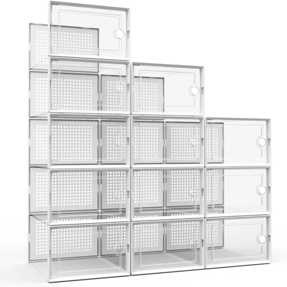 Stackable Clear Shoe Boxes 12 Pack