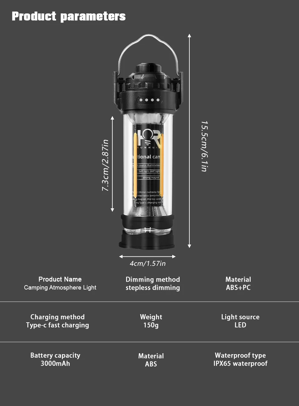 DOTWISE 3000mAH Camping Portable Retro Lantern Camping Lighthouse Tent