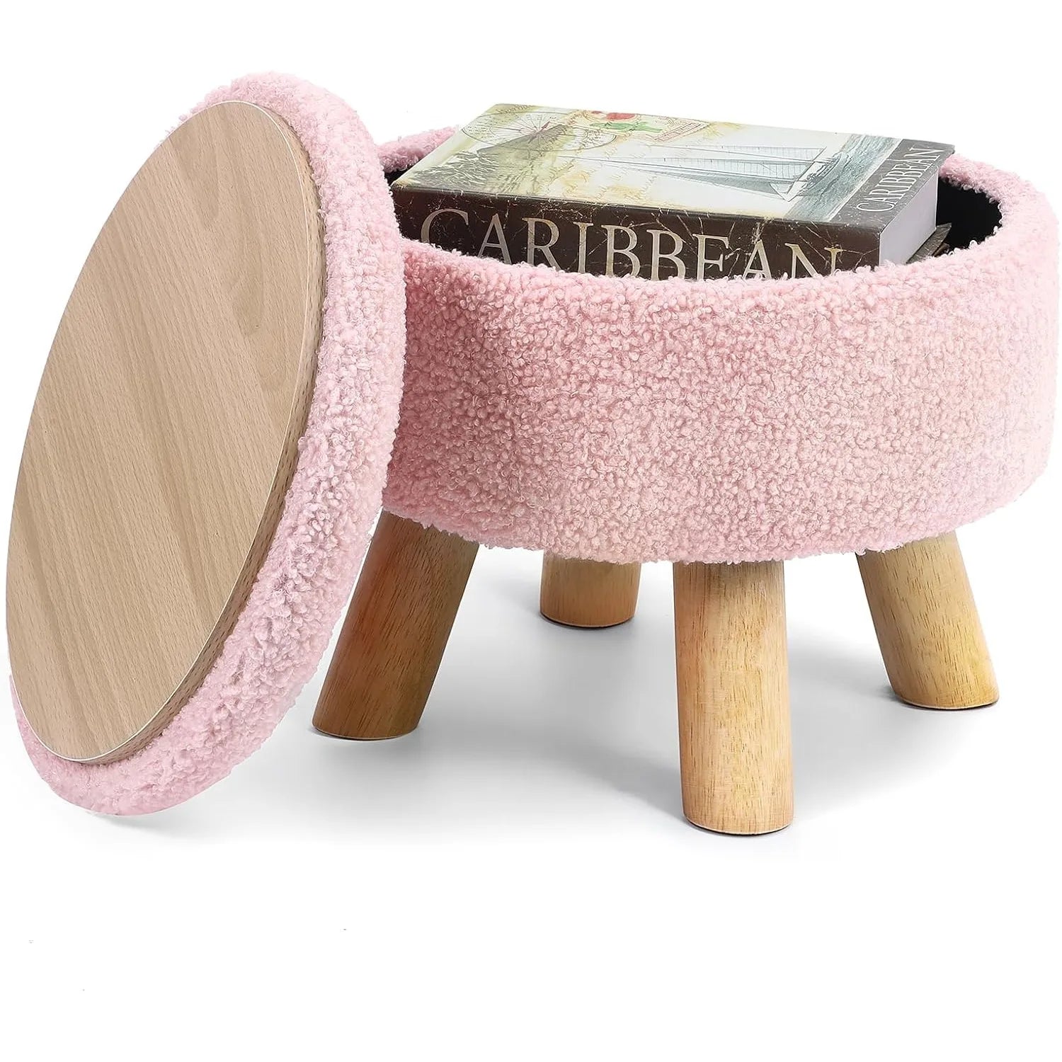 Nordic Boucle Ottoman Footstool with Storage