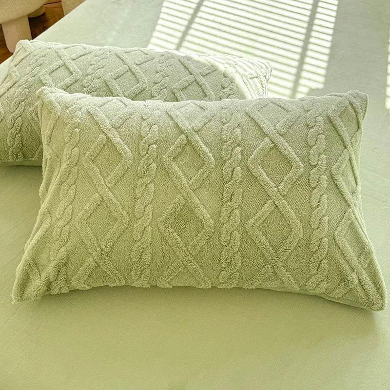 Milk Fleece Winter Thickened Pillowcase Bedding Coral Fleece Simple