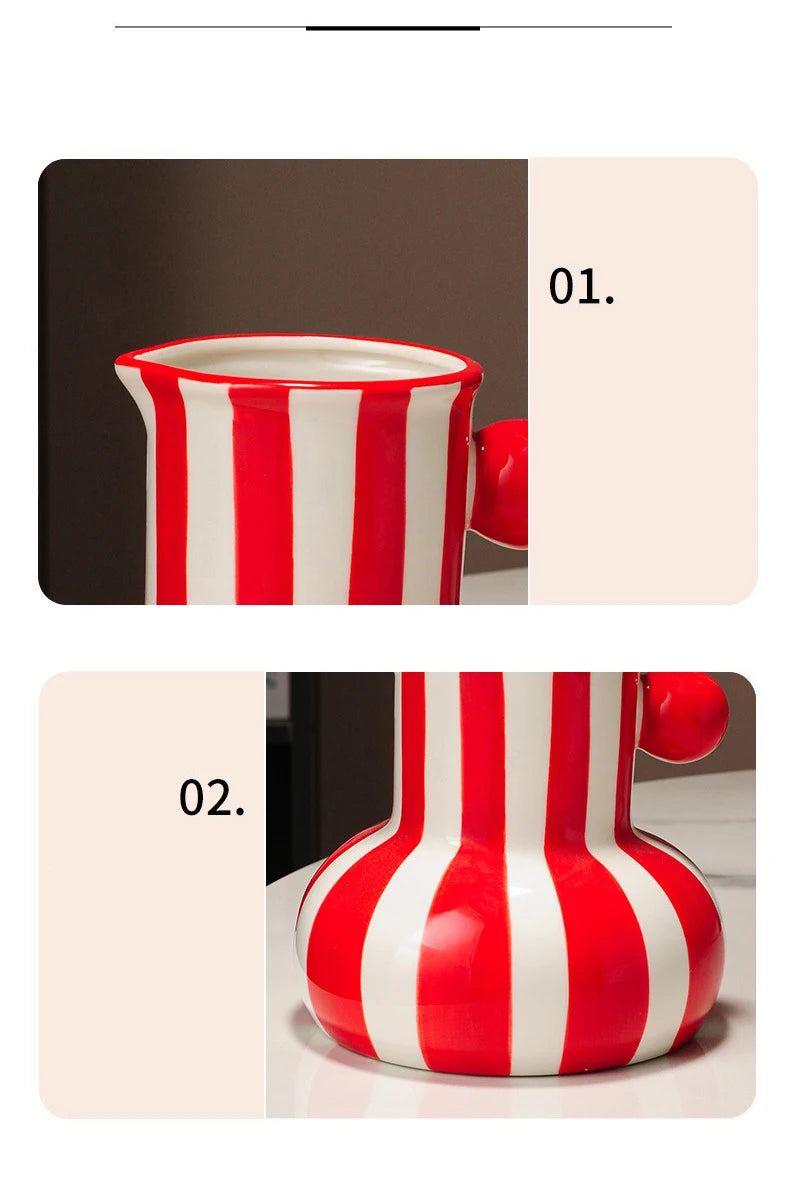 Colorful Striped Ceramic Vase and Plant Pot