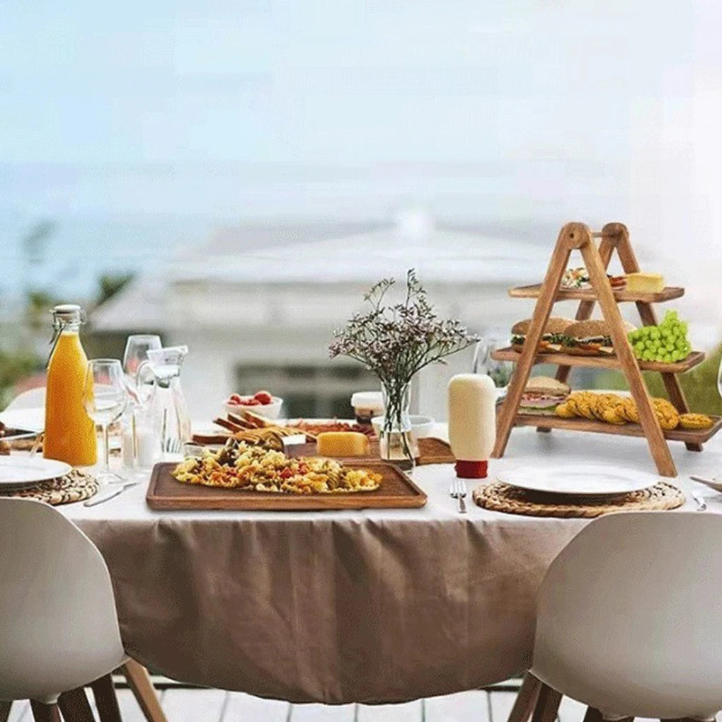 Three Tier Wooden Serving Tray Stand