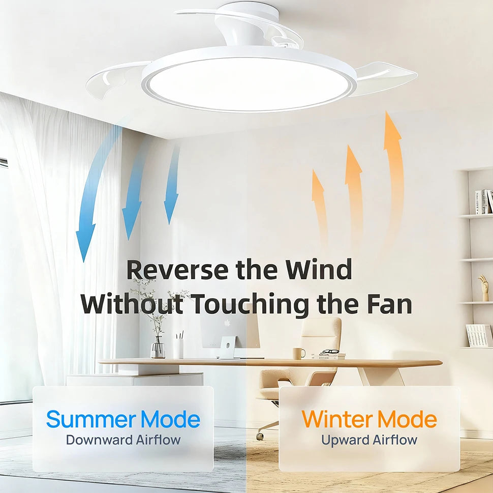 Retractable Blade Ceiling Fan Light