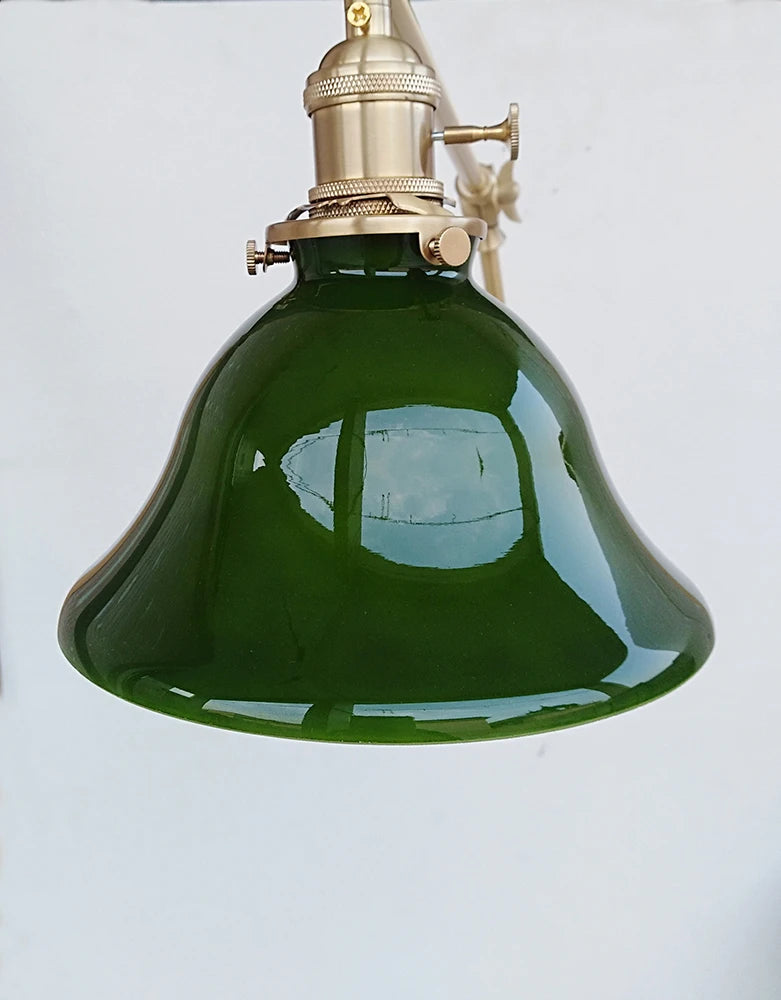IWHD Left And Right Rotate Copper Wall Lamp Beisde Swing Long Arm Green
