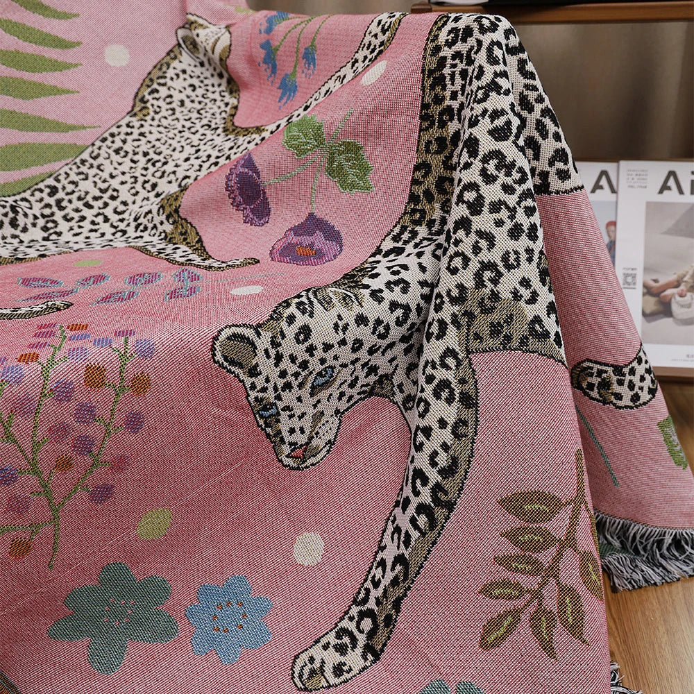 Leopard Jacquard Knit Throw