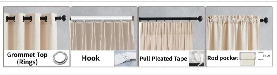 Custom Size Herringbone Thicke Beige Chenille Curtains