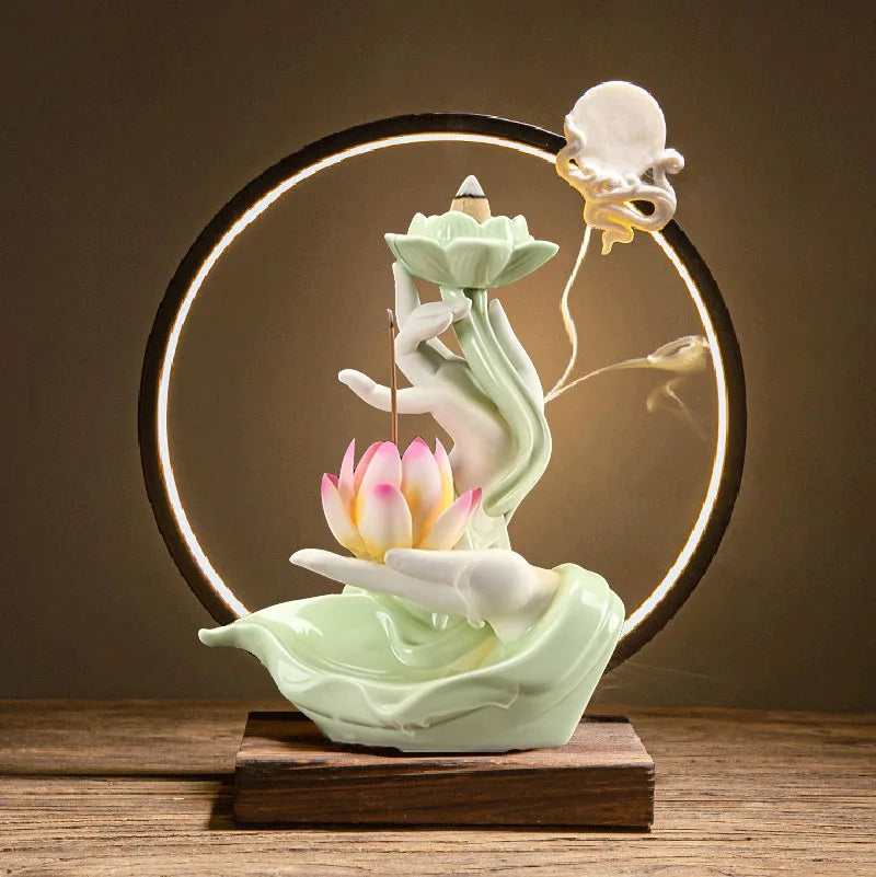 Buddha Hand Lotus Backflow Incense Stand