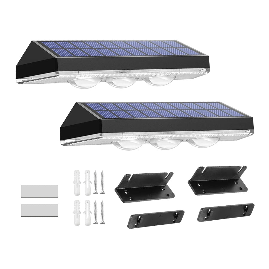 2 Pack Colorful Solar Wall Lights 3 LED Solar Fence Lights Outdoor