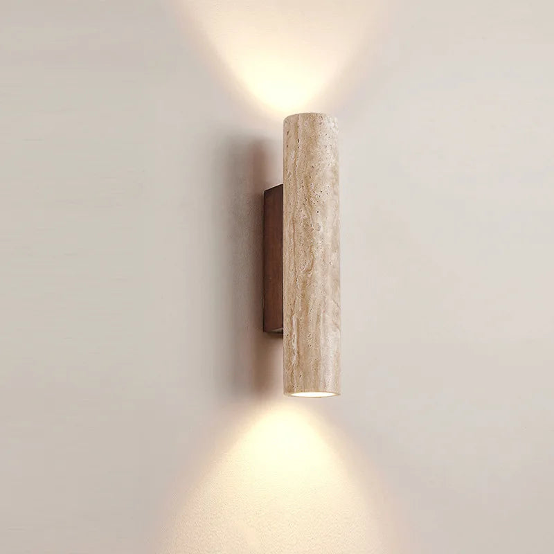 Indoor Stone Wall Lamp Travertine Sconce Light Hardwired With E27 Bulb for Bedroom Living Room