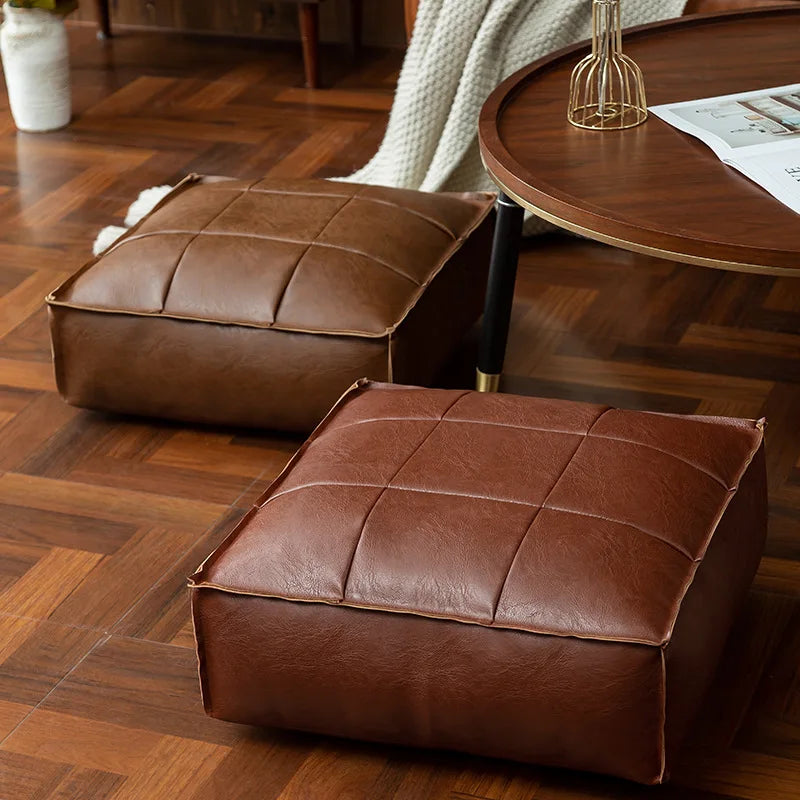 Moroccan Leather Floor Cushion Cover