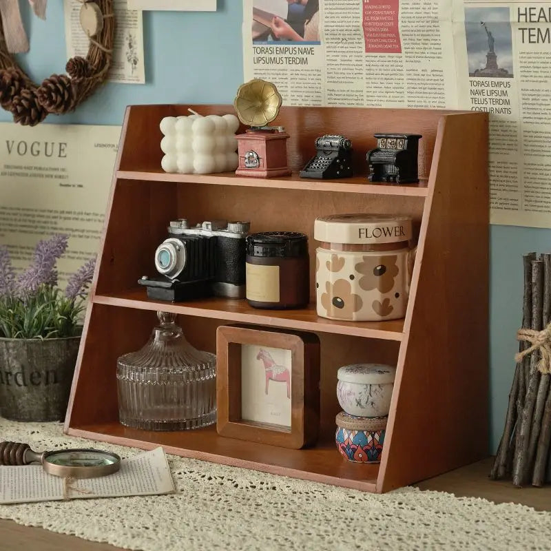Wood Cosmetics Storage Rack