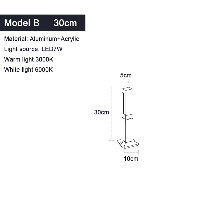 Waterproof IP65 Aluminum LED Lawn Bollard Light