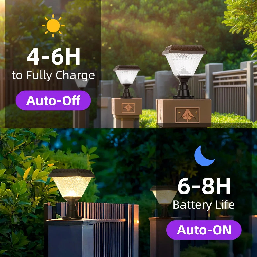 Outdoor Led Solar Lights Timed Solar Pillar Lights IP65 LED Garden