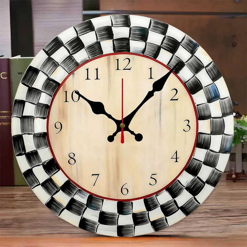 Black and White Grid Wall Clock