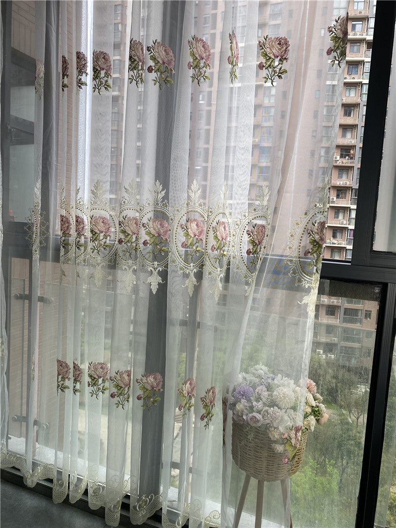 Peony Embroidered Sheer Curtain