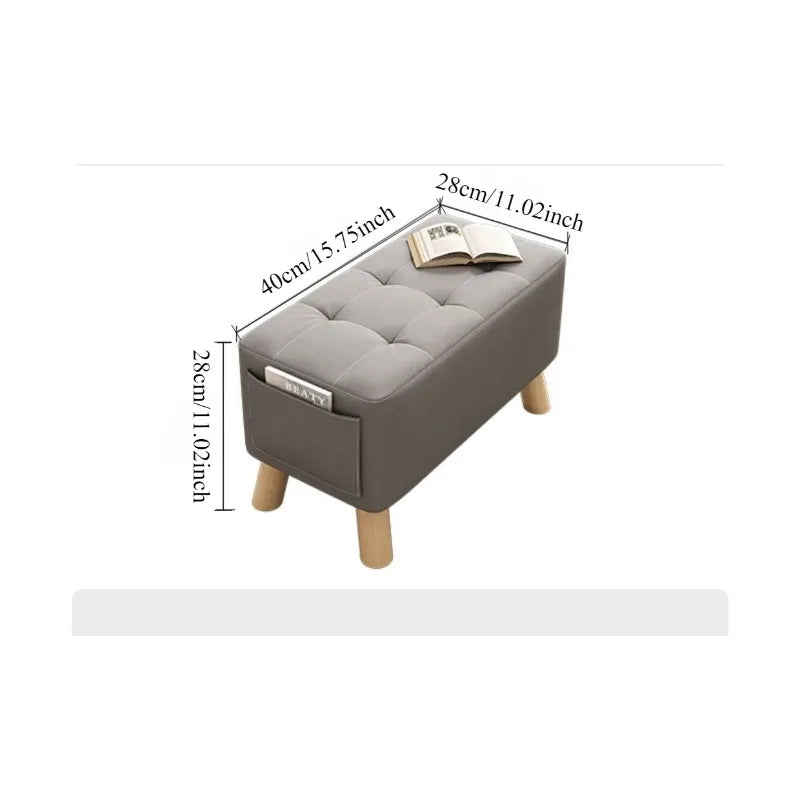 Solid Wood Shoe Changing Stool with Backrest